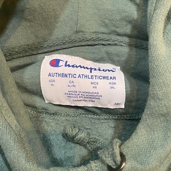 CHAMPION 𝅺Girl’s Green Logo Hoodie Size Large - Picture 4 of 5